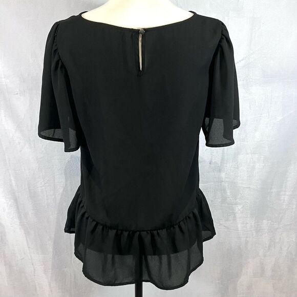 Apt 9 black ruffle peplum top size small - Picture 3 of 5